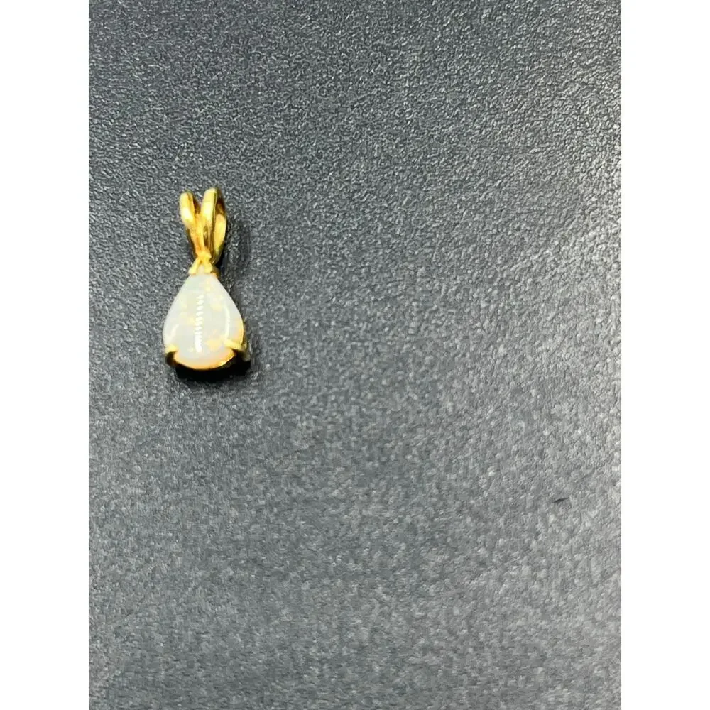 14K Yellow Gold‎ Pear Shape Fire Opal Pendant 7x5mm Natural Stone .60g Vintage